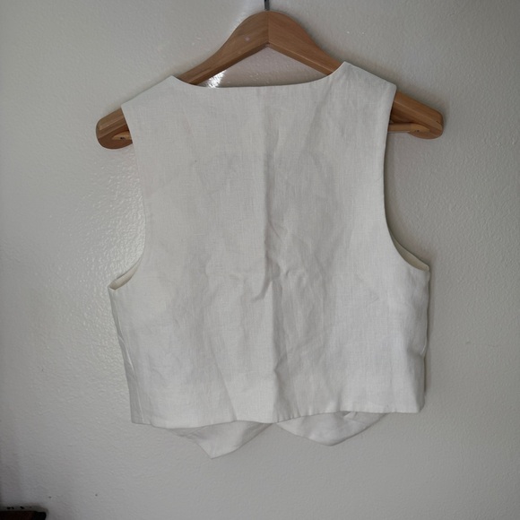 Almina Concept white linen blazer vest size small Buttondown sleeveless v-neck - Picture 9 of 10